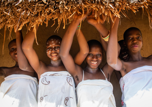 Dan tribe young women during a ceremony, Bafing, Gboni, Ivory Coast