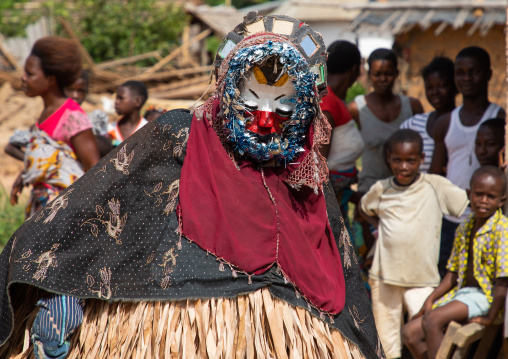 We Guere sacred mask dance during a ceremony, Guémon, Bangolo, Ivory Coast