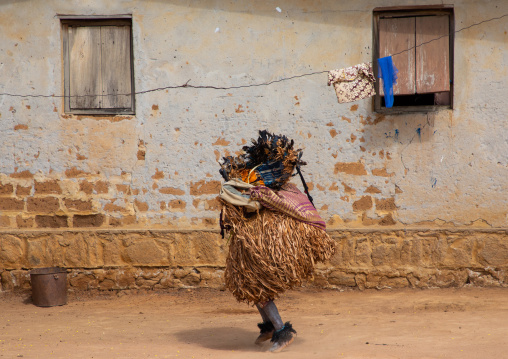 We Guere sacred mask dance during a ceremony, Guémon, Bangolo, Ivory Coast