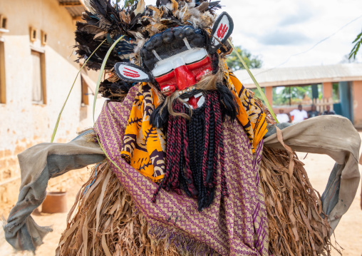 We Guere sacred mask dance during a ceremony, Guémon, Bangolo, Ivory Coast