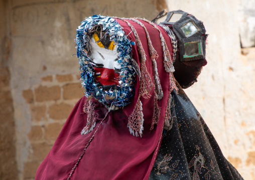 We Guere sacred mask dance during a ceremony, Guémon, Bangolo, Ivory Coast