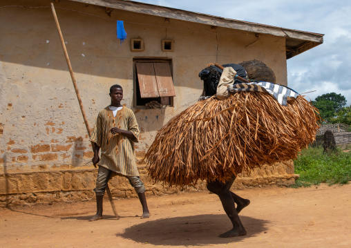 We Guere sacred mask dance during a ceremony, Guémon, Bangolo, Ivory Coast