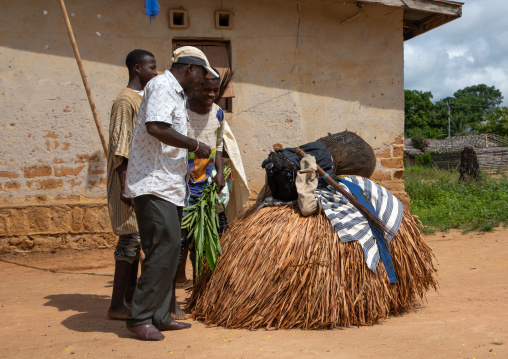 We Guere sacred mask dance during a ceremony, Guémon, Bangolo, Ivory Coast