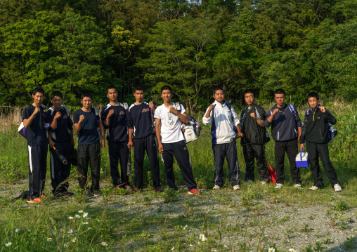 Baseball team going to play in the contamined area, Fukushima prefecture, Naraha, Japan