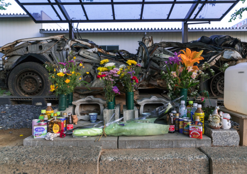 A shrine to police victims of the 2011 tsunami, Fukushima prefecture, Tomioka, Japan