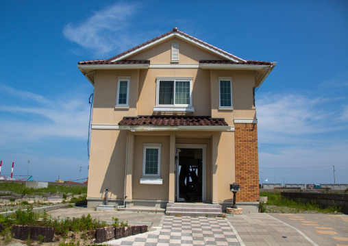 A house destroyed by the 2011 earthquake and tsunami five years after, Fukushima prefecture, Namie, Japan