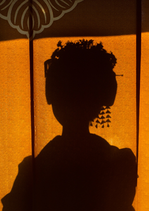 16 Years old maiko called chikasaya silhouette, Kansai region, Kyoto, Japan