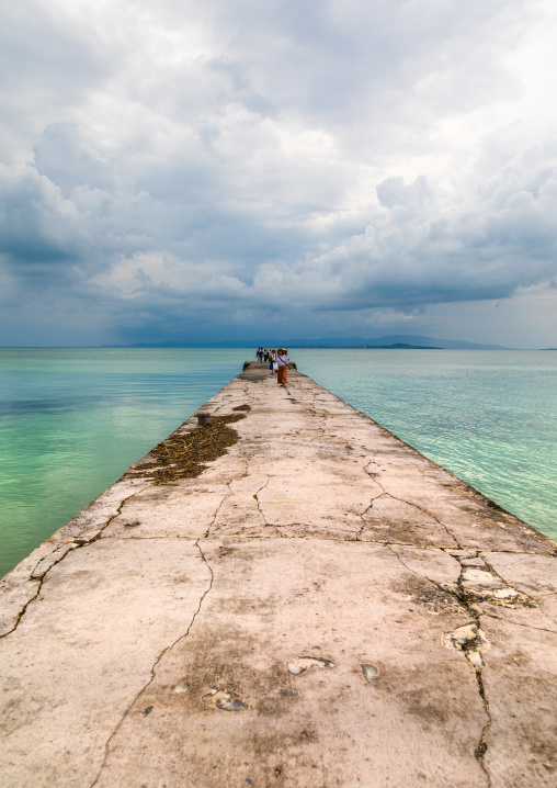 Nishi pier against storm clouds, Yaeyama Islands, Taketomi island, Japan