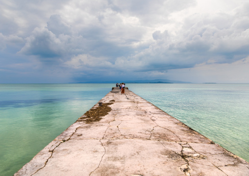 Nishi pier against storm clouds, Yaeyama Islands, Taketomi island, Japan