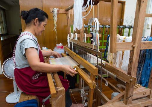 Weaving workshop, Yaeyama Islands, Taketomi island, Japan