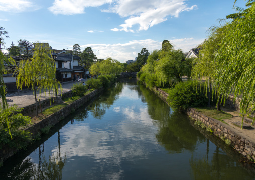 Old houses along the riverbank in Bikan historical quarter, Okayama Prefecture, Kurashiki, Japan