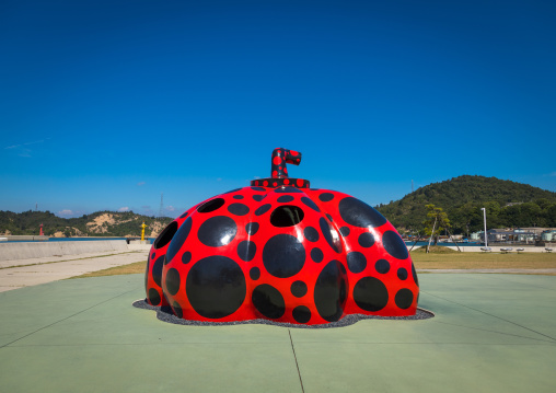 Yayoi Kusama red pumpkin, Seto Inland Sea, Naoshima, Japan