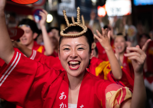 Japanese women during the Koenji Awaodori dance summer street festival, Kanto region, Tokyo, Japan