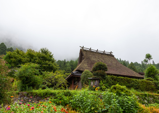 Thatched roofed house in a traditional village, Kyoto Prefecture, Miyama, Japan