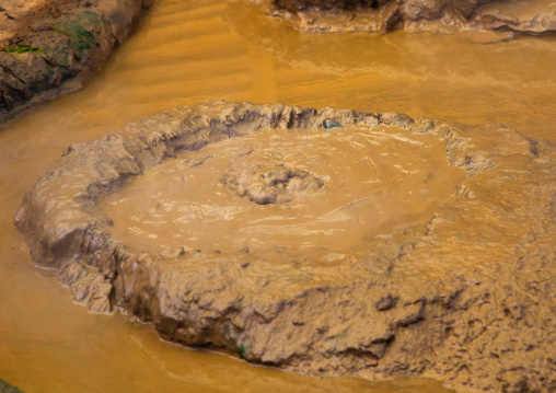 Pond of thermal mud at 80 degrees celsius in Kamado jigoku cooking pot hell, Oita Prefecture, Beppu, Japan