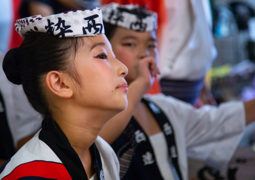 Japanese children during the Koenji Awaodori dance summer street festival, Kanto region, Tokyo, Japan