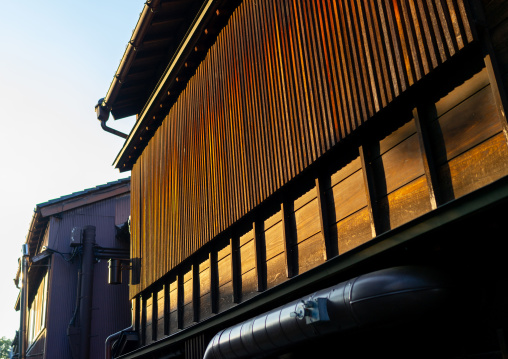 Wooden houses in Higashichaya old town, Ishikawa Prefecture, Kanazawa, Japan