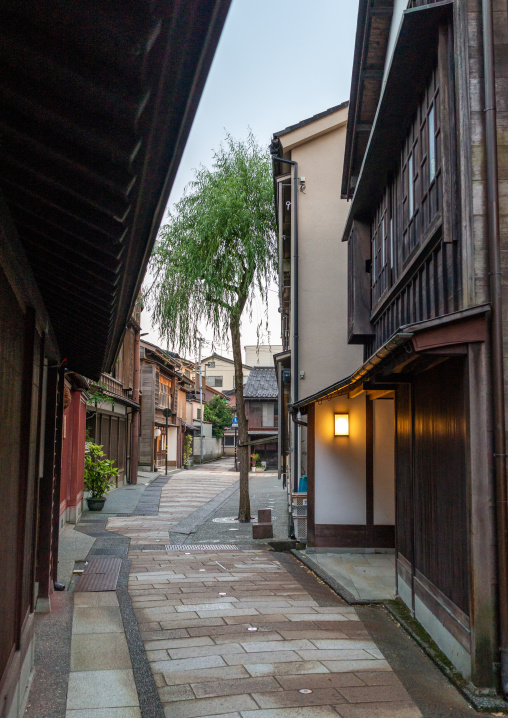 Wooden houses in Higashichaya old town, Ishikawa Prefecture, Kanazawa, Japan