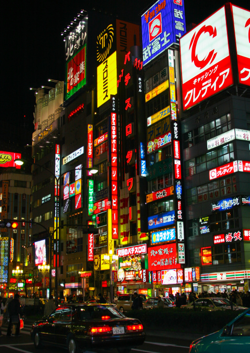 Neon lights in Shinjuku, Kanto region, Tokyo, Japan