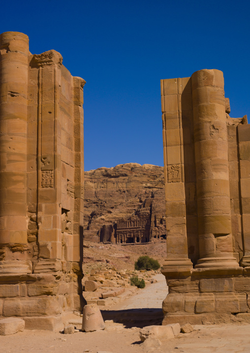 Royal Tombs Seen Through Roman Door, Petra, Jordan