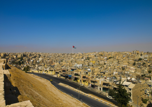 View From Citadel Over City Of Amman, Showing Raghadan Flagpole, Jordan