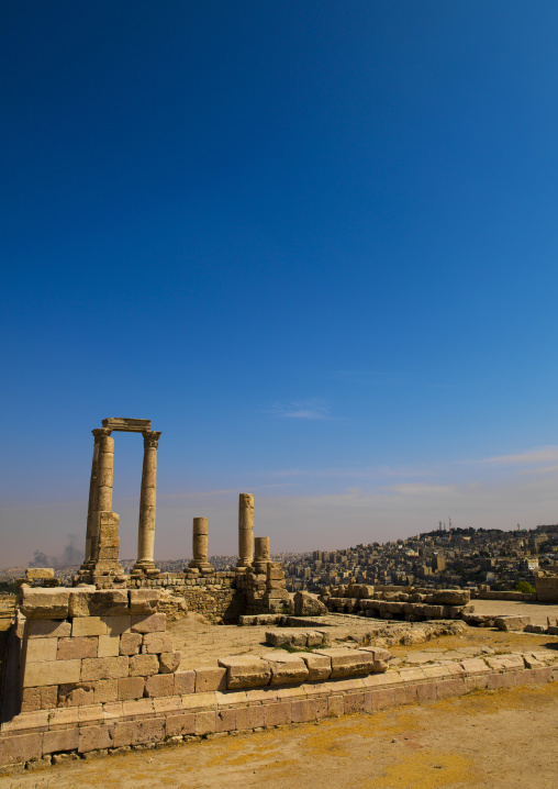 Temple of Hercules, Roman Corinthian columns at Citadel Hill, Amman, Jordan