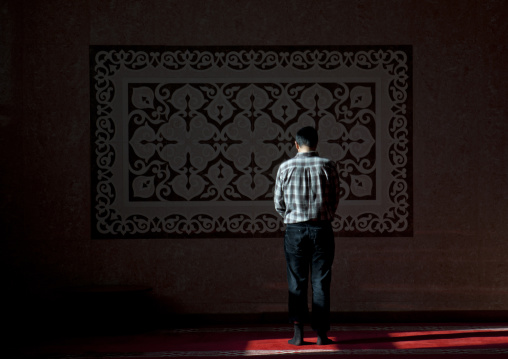 Men Prating In Nur Astana Mosque, Astana, Kazakhstan