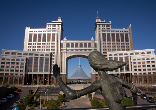 The Tent Seen Through Kay Munay Gaz Buidling S Arch, Astana, Kazakhstan