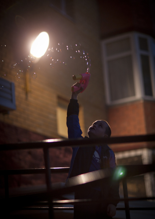 Boy Making Bubbles, Astana, Kazakhstan