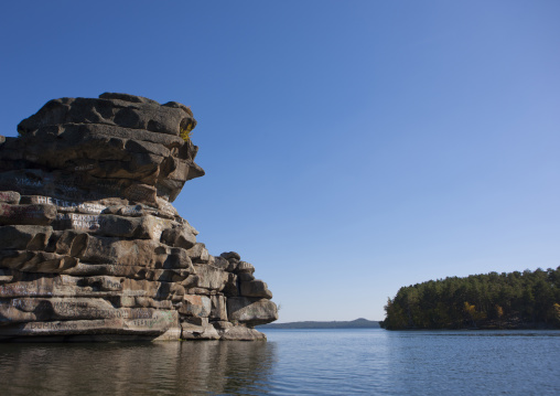 Rock In Burabay Lake Representing A Woman S Profile, Kazakhstan