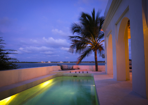 Forodhani house pool at sunset, Lamu county, Shela, Kenya