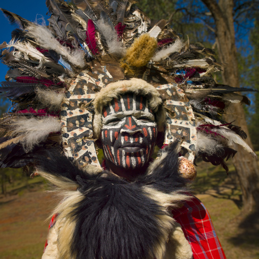 Kikuyu tribe man with facial make up, Laikipia county, Thomson falls, Kenya