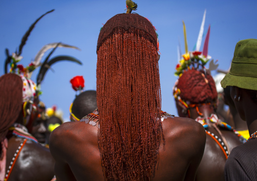 Rendille warriors with long braided hair, Turkana lake, Loiyangalani, Kenya