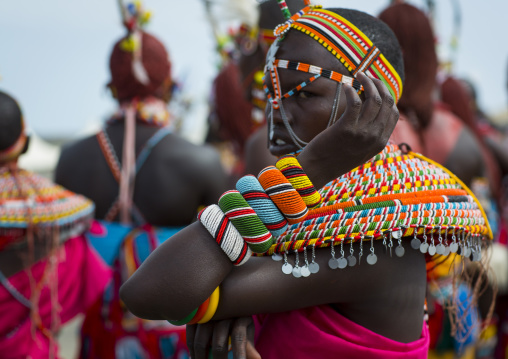 Rendille tribe men and women dancing, Turkana lake, Loiyangalani, Kenya