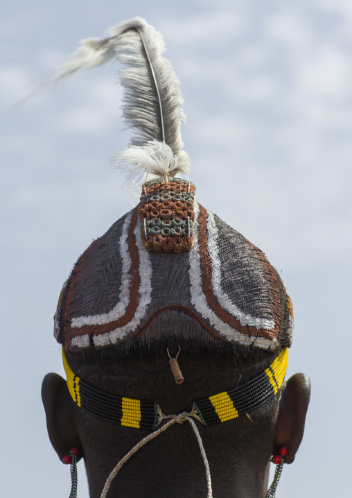 Dassanech tribe man with clay buns on the head, Turkana lake, Loiyangalani, Kenya