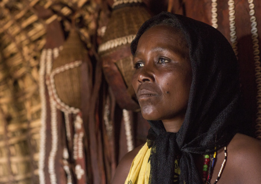 Borana tribe woman inside a hut, Marsabit district, Marsabit, Kenya