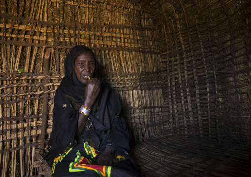 Borana tribe woman inside a hut, Marsabit district, Marsabit, Kenya