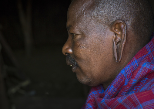 Masai warrior with long ears, Nakuru county, Nakuru, Kenya