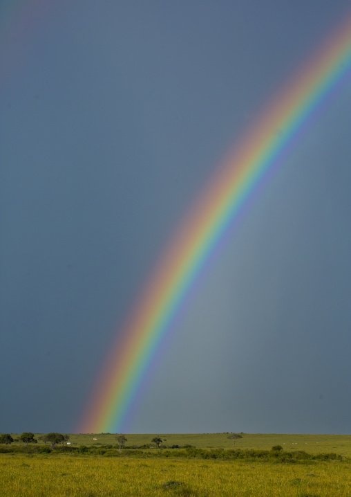 Rainbow after rainstorm, Rift valley province, Maasai mara, Kenya