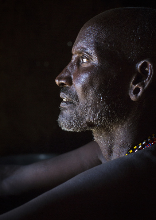 Portrait of a mature samburu tribesman, Samburu county, Samburu national reserve, Kenya