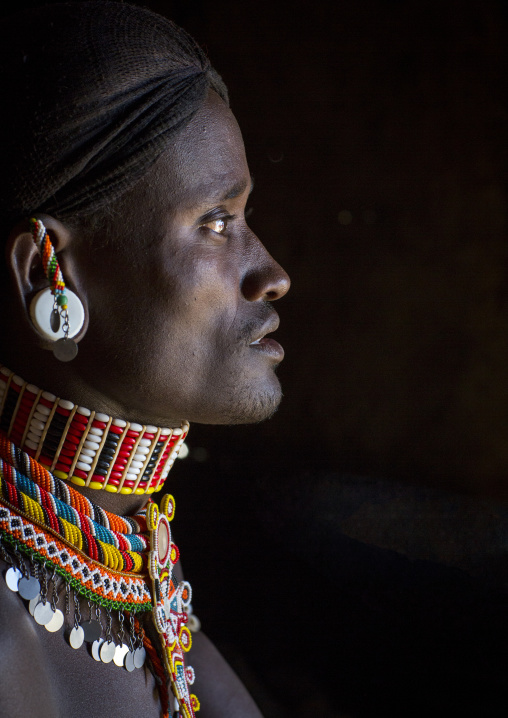 Portrait of a samburu tribesman morane, Samburu county, Samburu national reserve, Kenya