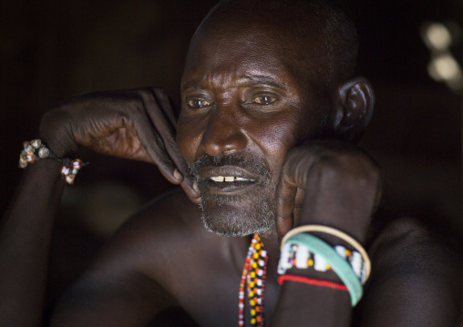 Portrait of a mature samburu tribesman, Samburu county, Samburu national reserve, Kenya