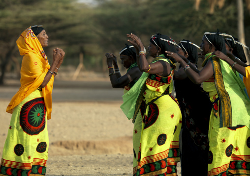 Gabra tribe women dancing, Marsabit County, Chalbi Desert, Kenya