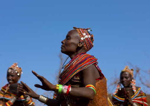 Rendille tribe women dancing during a ceremony, Marsabit County, Marsabit, Kenya