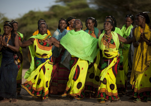 Gabra tribe women dancing, Marsabit County, Chalbi Desert, Kenya