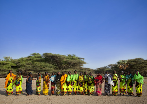 Gabra tribe women dancing, Marsabit County, Chalbi Desert, Kenya