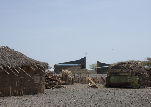 Church in a tribal village, Turkana lake, Lodwar, Kenya