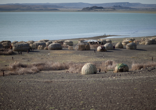 El molo tribe village huts, Rift Valley Province, Turkana lake, Kenya