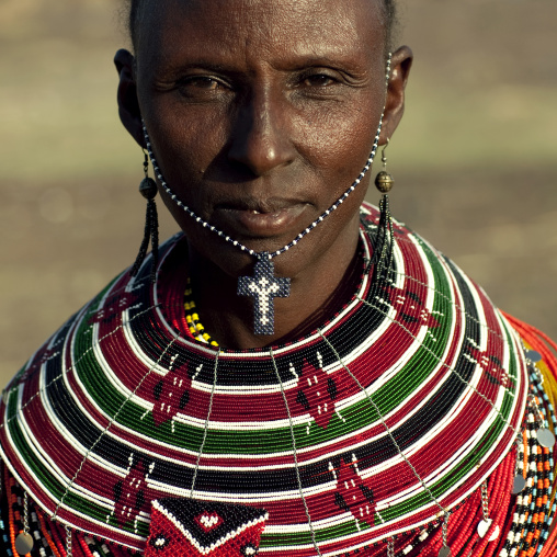 Portrait of an El Molo tribe woman, Rift Valley Province, Turkana lake, Kenya