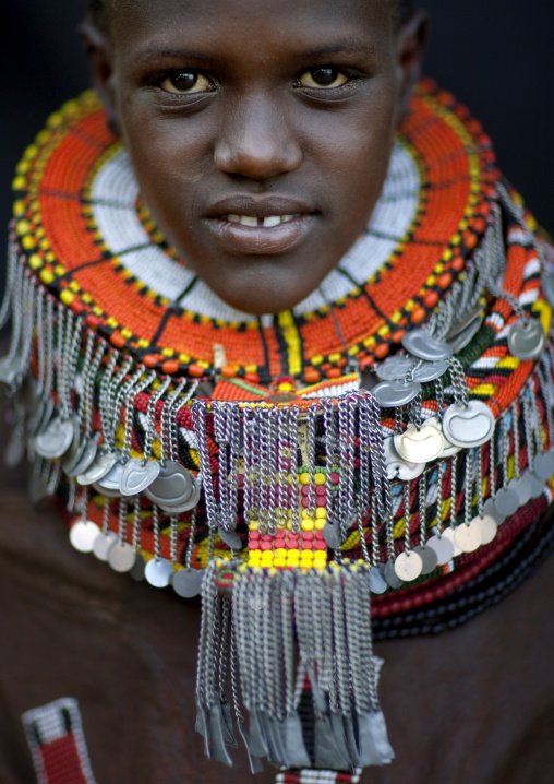 Portrait of a young Turkana tribe woman, Rift Valley Province, Turkana lake, Kenya